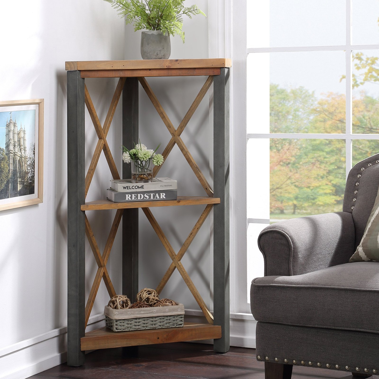 Corner Bookcase Small Urban Elegance - Image 2