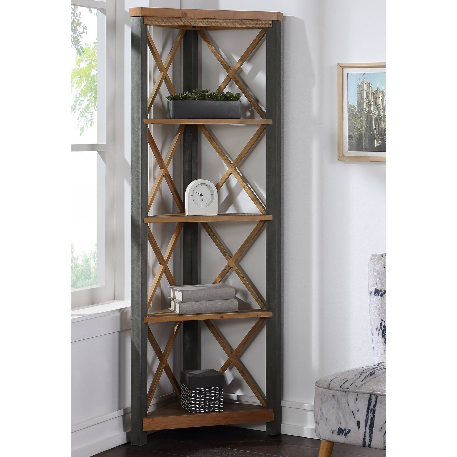 Corner Bookcase Large Urban Elegance - Image 2