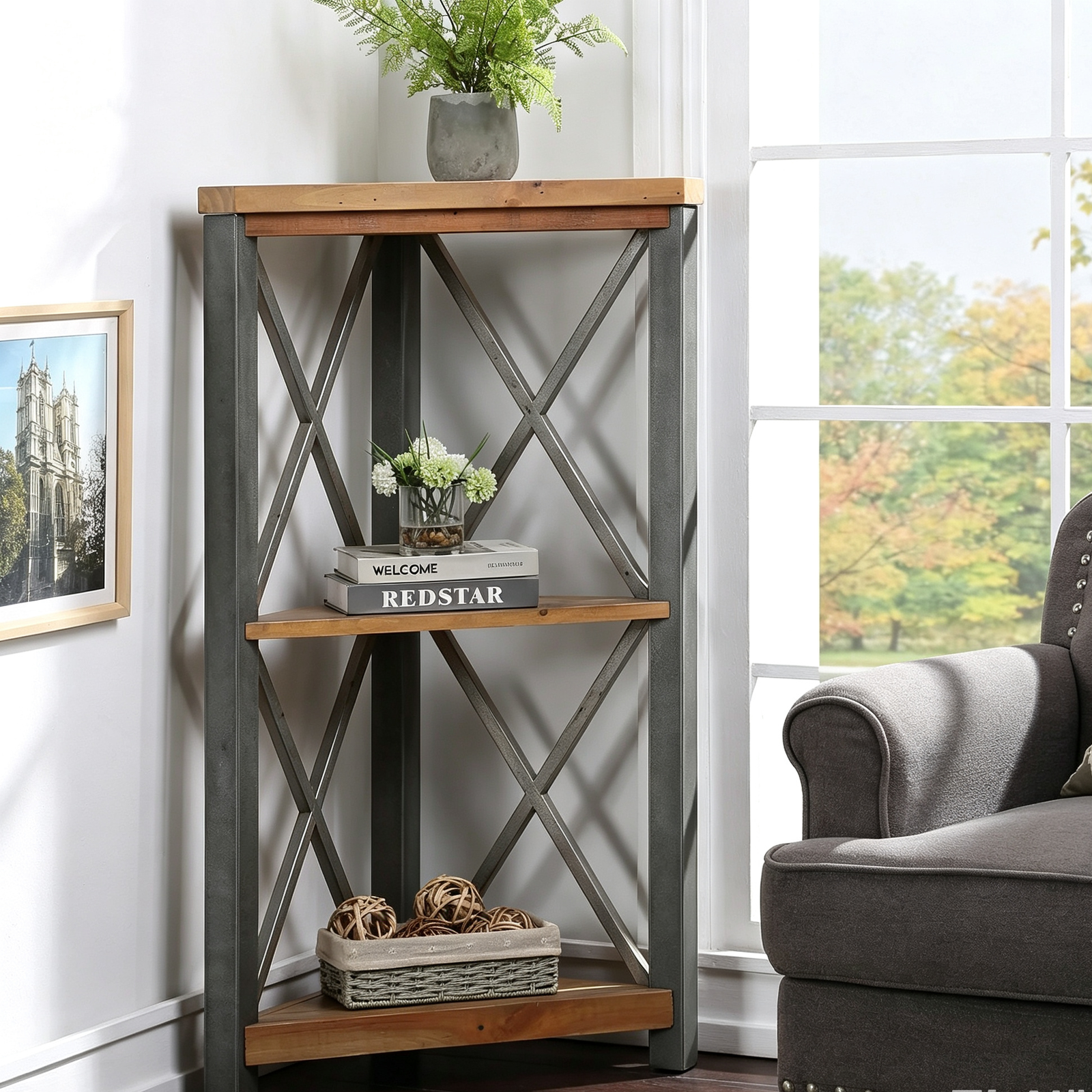 Corner Bookcase Small Urban Elegance